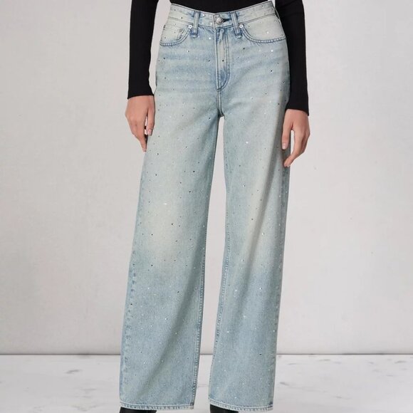 NWT Logan Bejeweled Wide-Leg Jean in Misty - Size 29 - Picture 1 of 10